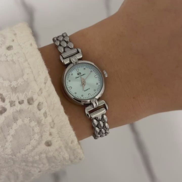Mini Silver Baby Blue Watch Bracelet