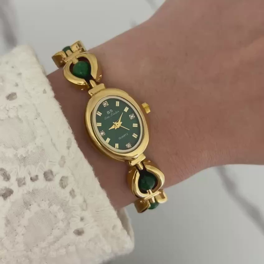 Gold/Green Watch Bracelet