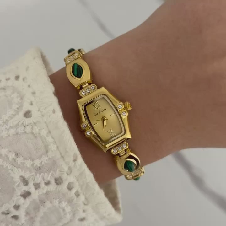 Gold/Multicolour Stones Watch