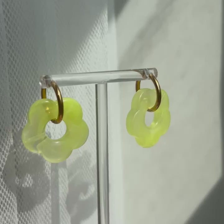 Gold/Green Hoop Earrings