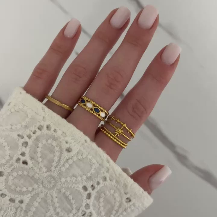 Set 3 Gold/Blue/White Rings