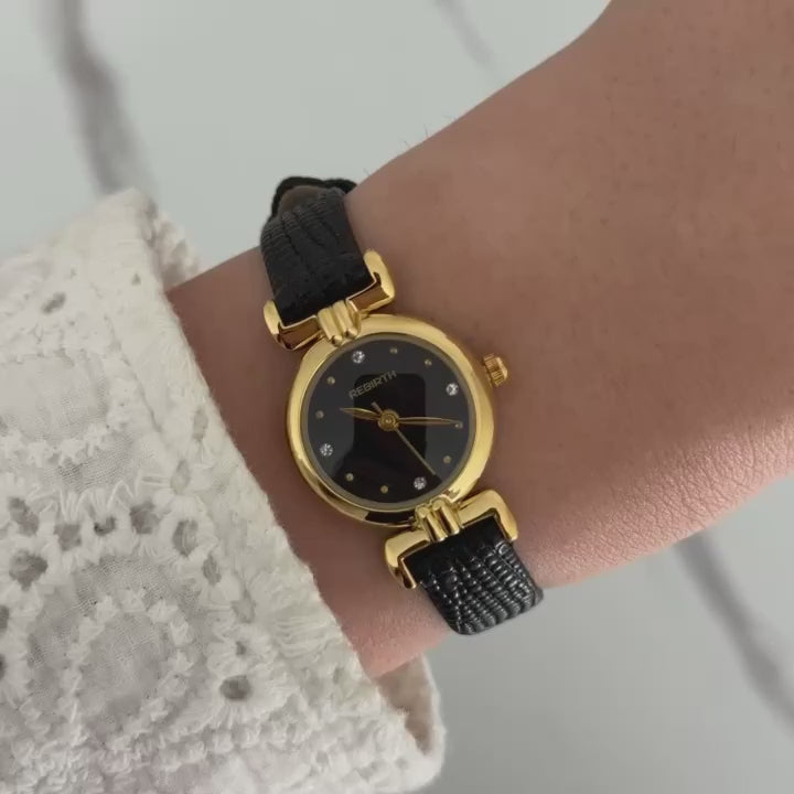 Women's Black and Gold Watch