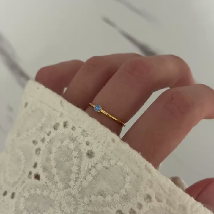 Gold Ring Sky Blue Zircon Stone