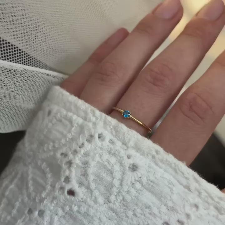 Gold/Blue Zircon Stone Ring